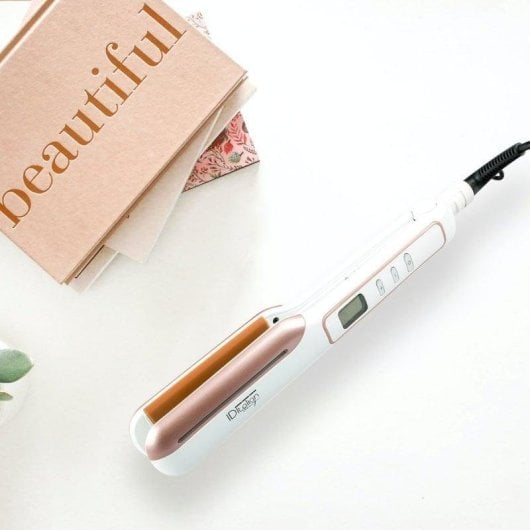 Prancha de cabelo Italian Design PROTEC HAIR Cerâmica Profissional 220ºC Placa Sólida Perlado Rosa