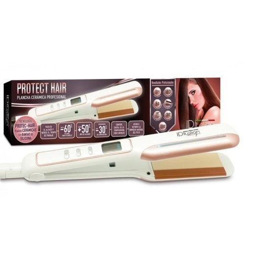 Prancha de cabelo Italian Design PROTEC HAIR Cerâmica Profissional 220ºC Placa Sólida Perlado Rosa