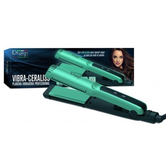 Prancha de cabelo Italian Design IDESZ-7 Profissional Cerâmica 210ºC Vibração Preta Turquesa