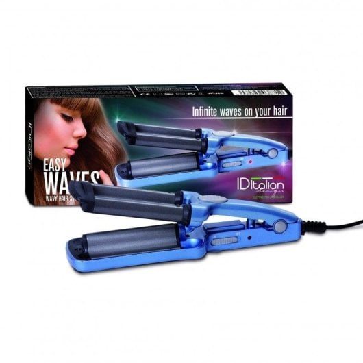 Prancha de cabelo Italian Design Easy Waves Profissional Placas Largas Azul