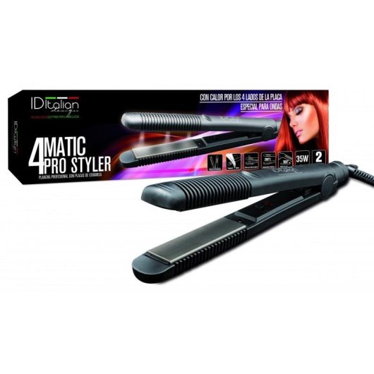 Prancha de cabelo Italian Design 4Matic Pro Styler Cerâmica 200ºC Profissional Desligamento automático Preta