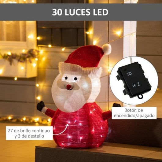 Pai Natal em tecido Outsunny com 30 luzes de Natal LED para uso interior e exterior.