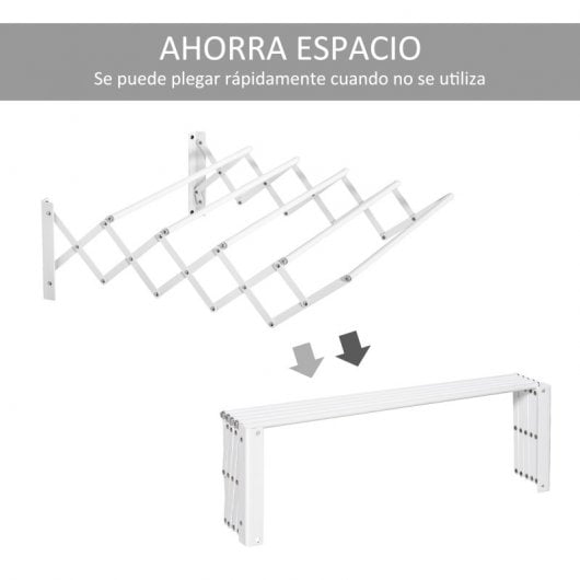 HOMCOM Tendedero de Pared Extensible Metal con 5 Barras Interior Exterior