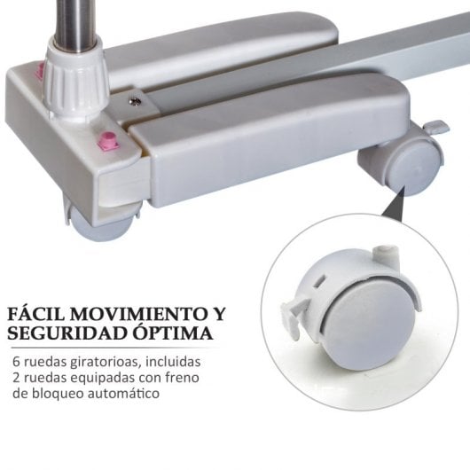 HOMCOM Tendedero Plegable 4 Niveles con 6 Ruedas Estantes Acero 80-142x55x172 cm