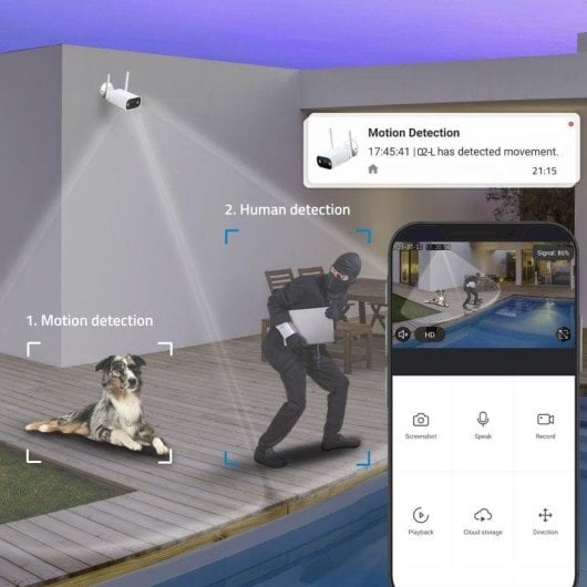 Überwachungskamera Nivian NVS-IPC-02-L 2K Nachtsicht Außen KI und Zwei-Wege-Audio Sprachsteuerung