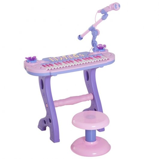 Homcom Piano Infantil 37 Teclas con Micrófono y Luces