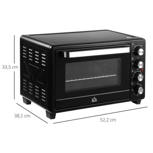 Mini Forno Homcom 32L 1600W 3 Modos de Cozedura Preto