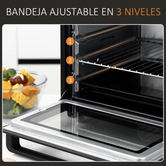 Mini Forno Homcom 32L 1600W 3 Modos de Cozedura Preto