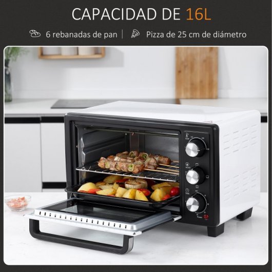 Homcom Horno de Sobremesa 16L 1400W Blanco