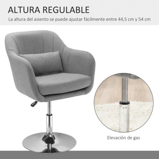 Homcom Silla Giratoria con Altura Regulable Gris