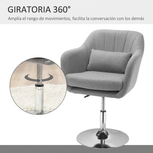 Homcom Silla Giratoria con Altura Regulable Gris