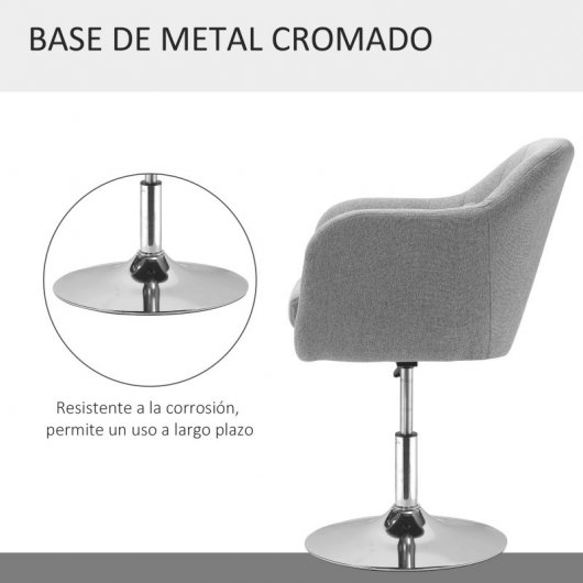 Homcom Silla Giratoria con Altura Regulable Gris
