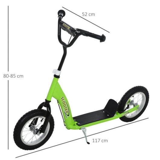 Homcom Patinete Infantil con Frenos y Manillar Ajustable Verde