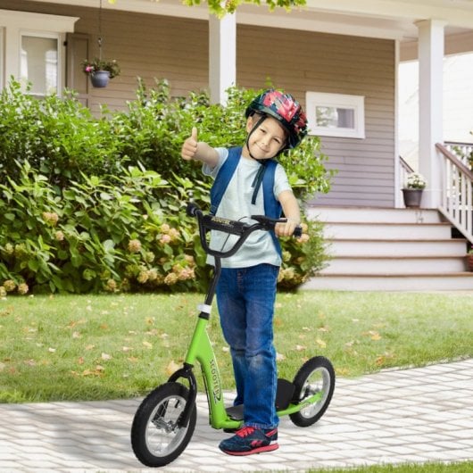 Homcom Patinete Infantil con Frenos y Manillar Ajustable Verde