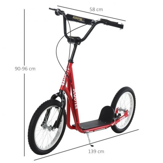 Homcom Patinete Infantil con Neumáticos Inflables Rojo