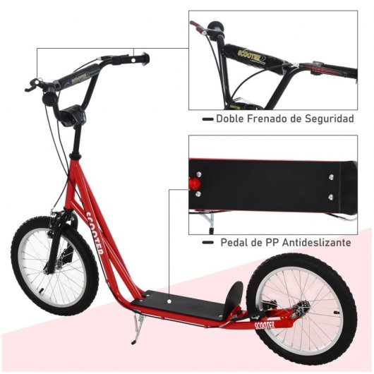Homcom Patinete Infantil con Neumáticos Inflables Rojo