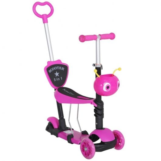 Homcom Patinete Infantil 3 Neumáticos con Asiento Extraíble Rosa