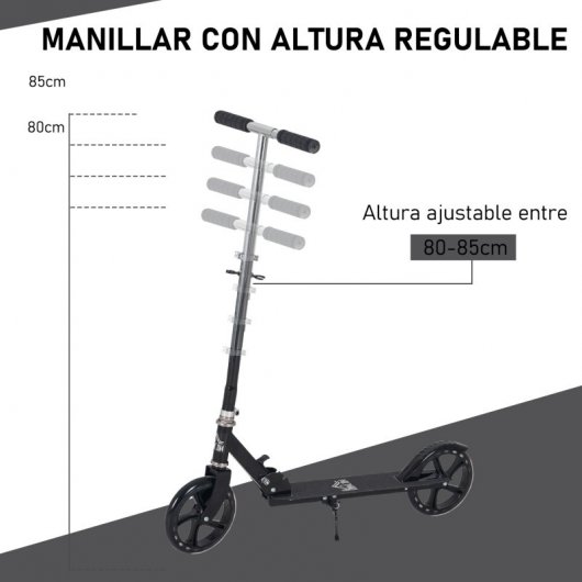 Homcom Patinete Infantil Plegable Negro