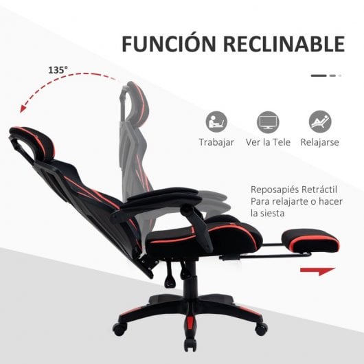 Vinsetto Silla de Oficina con Inclinación Negra/Roja