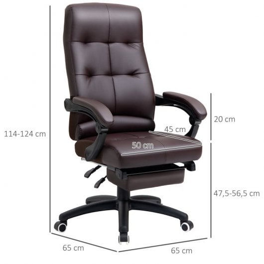 Vinsetto Silla de Oficina Función de Inclinación Reposapiés 65x65x125 cm Marrón
