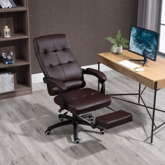 Vinsetto Silla de Oficina Función de Inclinación Reposapiés 65x65x125 cm Marrón