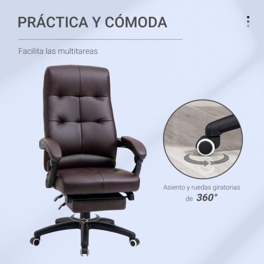 Vinsetto Silla de Oficina Función de Inclinación Reposapiés 65x65x125 cm Marrón