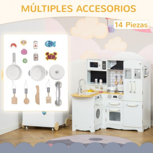 Homcom Cozinha de Brincar em Madeira com Acessórios