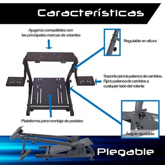 UnicView SV800 Soporte Volante/Pedales para Logitech y Thrustmaster + Soporte Cambios