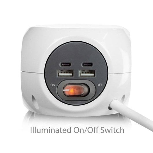 Multiprise Ewent EW3957 3 Prises 2 USB-C 2 USB-A Interrupteur Protection