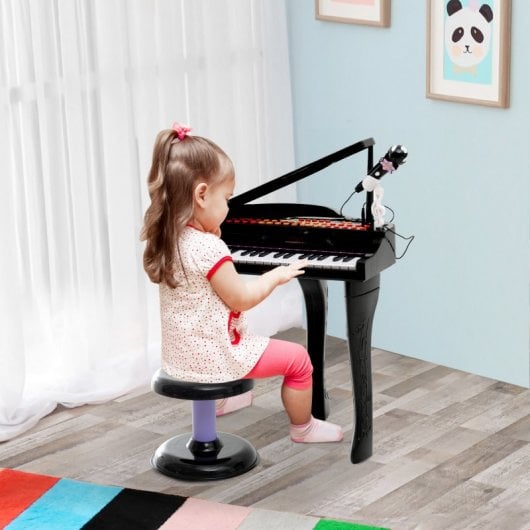 Homcom Piano Electrónico Infantil 37 Teclas con Micrófono y Luces 22 Canciones