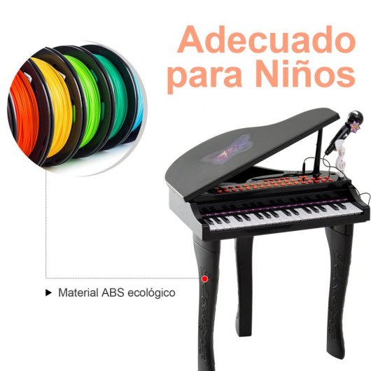 Homcom Piano Electrónico Infantil 37 Teclas con Micrófono y Luces 22 Canciones