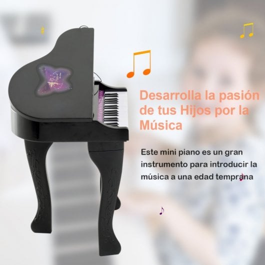 Homcom Piano Electrónico Infantil 37 Teclas con Micrófono y Luces 22 Canciones
