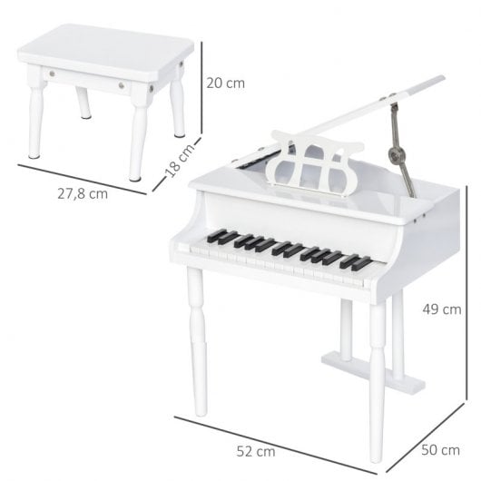 Homcom Piano de Cola Infantil 30 Teclas con Atril Taburete