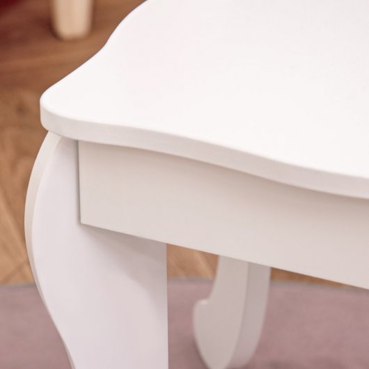 Homcom Tocador Infantil de Madera con Taburete Espejo y Cajón Rosa
