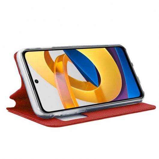 Coole, schlichte rote Flip-Cover-Hülle für Xiaomi Poco M4 Pro 5G/ Redmi Note 11S 5G