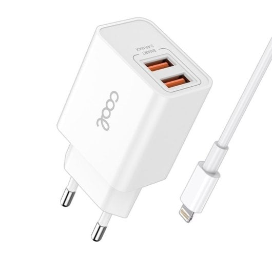 Cool Kit Carregador de Parede + Cabo USB 2.0 a Lightning 1.2m Branco