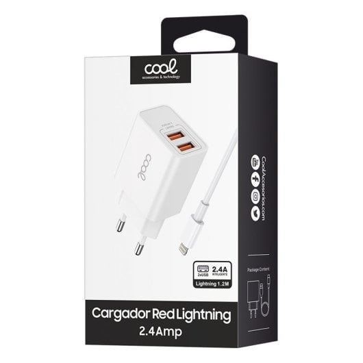 Cool Kit Carregador de Parede + Cabo USB 2.0 a Lightning 1.2m Branco