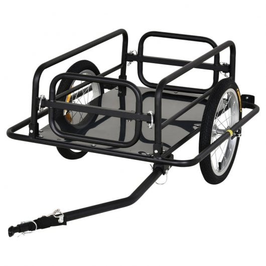 PawHut Remolque de Bicicleta para Carga 50kg Negro