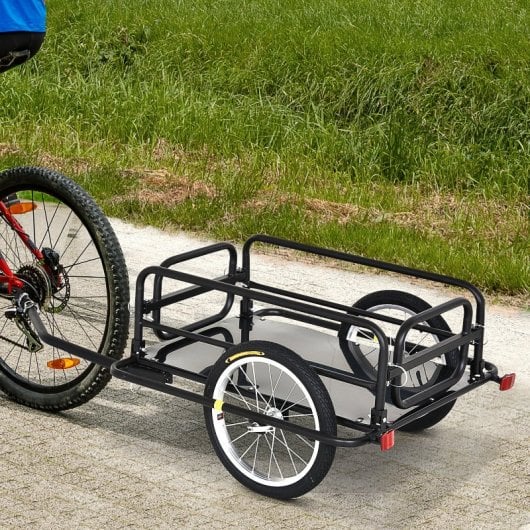 PawHut Remolque de Bicicleta para Carga 50kg Negro