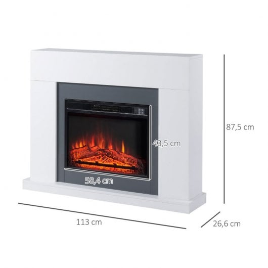 Homcom Chimenea Eléctrica 2000W Blanco