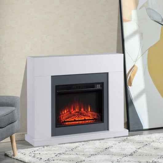 Homcom Chimenea Eléctrica 2000W Blanco