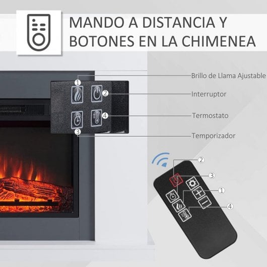 Homcom Chimenea Eléctrica 2000W Blanco