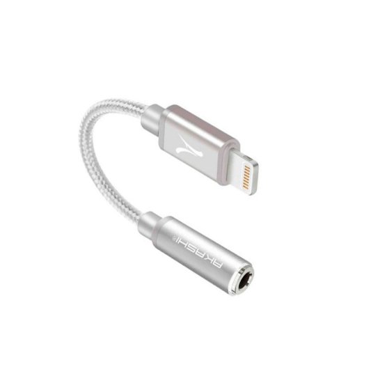 Akashi Cable Lightning a Jack 3.5mm Macho/Hembra 10cm Plata