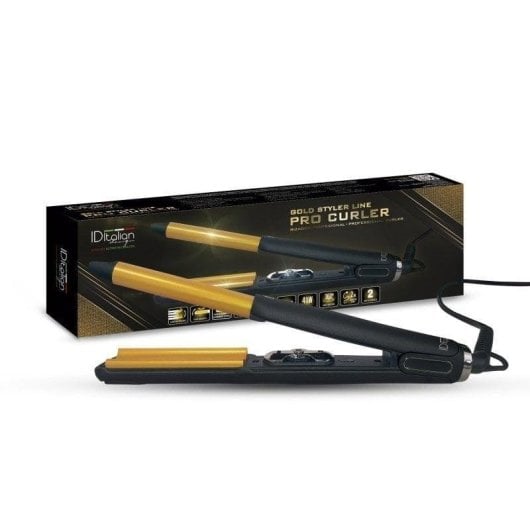 Boucleur à Cheveux PostQuam Gold Styler Pro Céramique 16 mm 200°C Chauffe Rapide Arrêt Auto Noir et Or