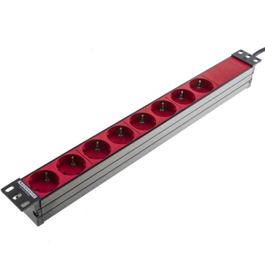 RackMatic Regleta de Enchufes Rojos para Armario Rack 19
