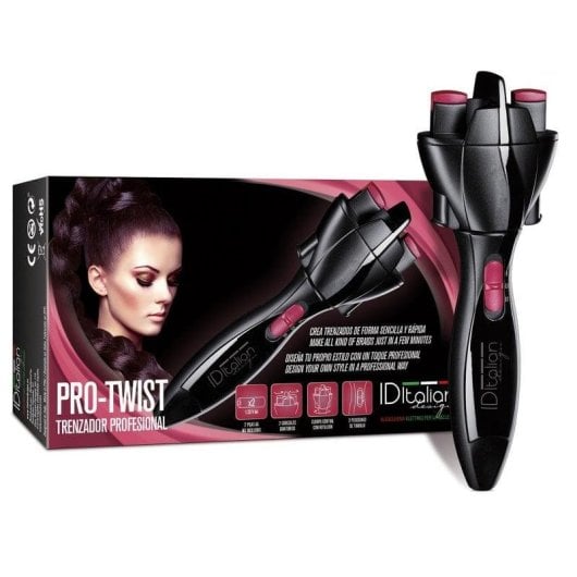 Trenzador Italian Design Pro-Twist Automatique Sans Fil Noir Rose Ergonomique