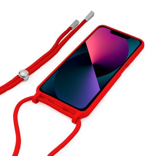 Cool Funda Cordón Liso Rojo para iPhone 13 Mini