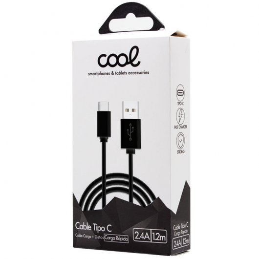 Cool Cable Universal USB Tipo-C 2.4A 1.2m Negro