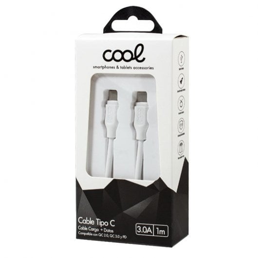 Cooles Universalkabel USB Typ-C Stecker/Stecker 3A 1m Weiß