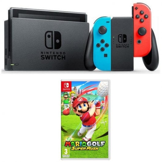 Nintendo Pack Switch Azul Neón/Rojo Neón + Mario Golf Super Rush